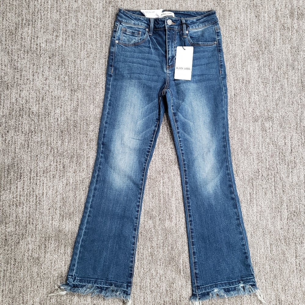 NWT Black Label by C'est Toi Size 3/25 Midrise Boot cut Distressed Jeans